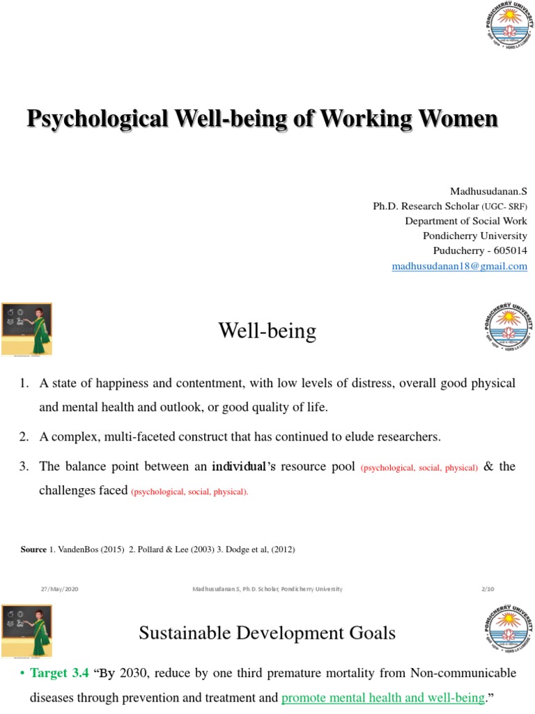 Psychological Well-Being of Working Women PDF | PDF | Mental Health ...