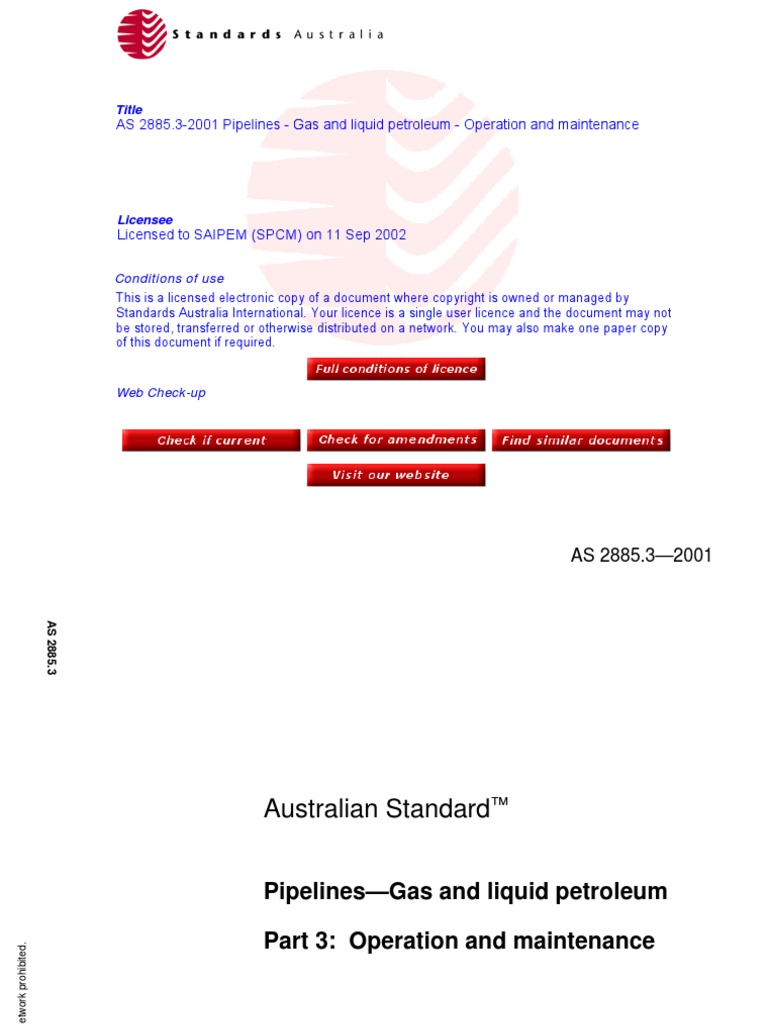 AS NZS 2885.32001 Pipelines Gas and Liquid Petroleum Operat PDF