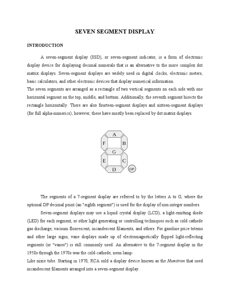 7 Segment Display | PDF | Electronics | Electrical Engineering