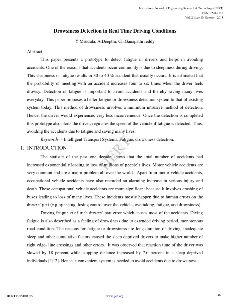 Real-Time Drowsiness Detection System | PDF | Traffic Collision ...