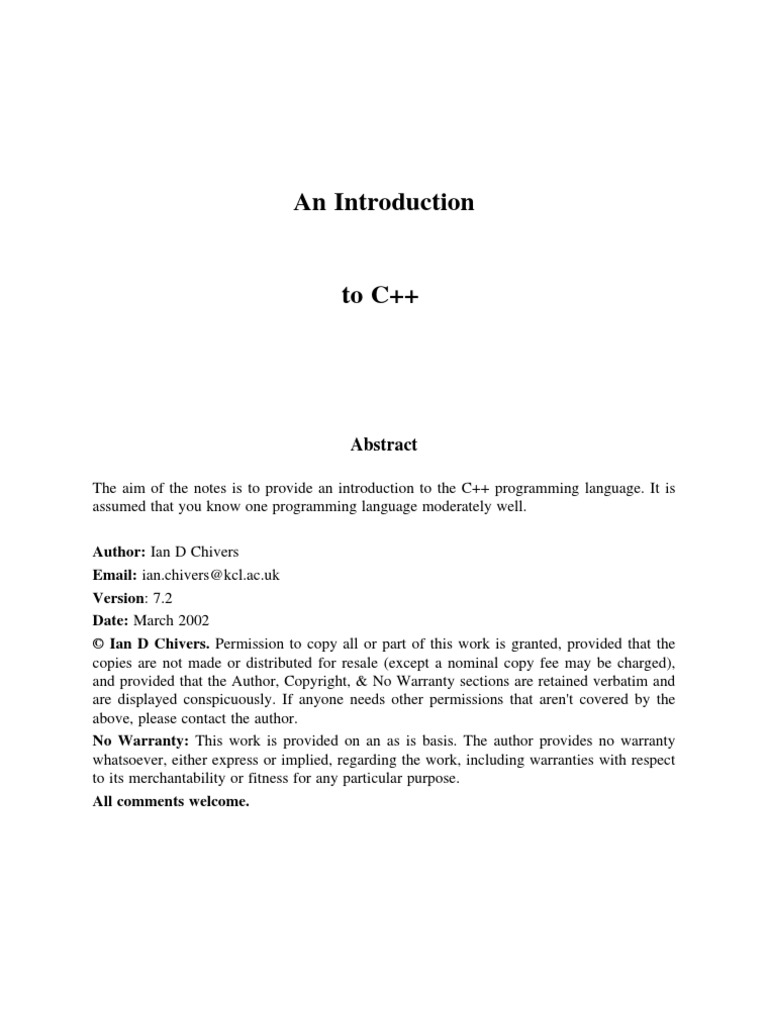 An Introduction To C++ | PDF | Constructor (Object Oriented Programming ...
