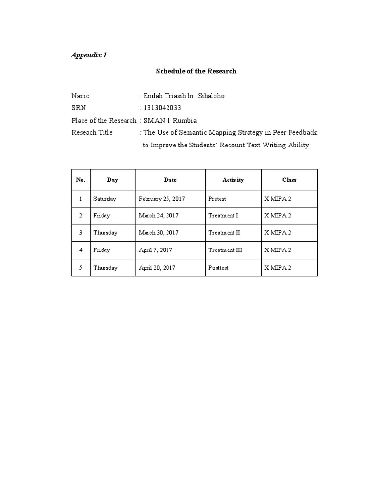 Semantic Mapping Strategy Research Schedule | PDF