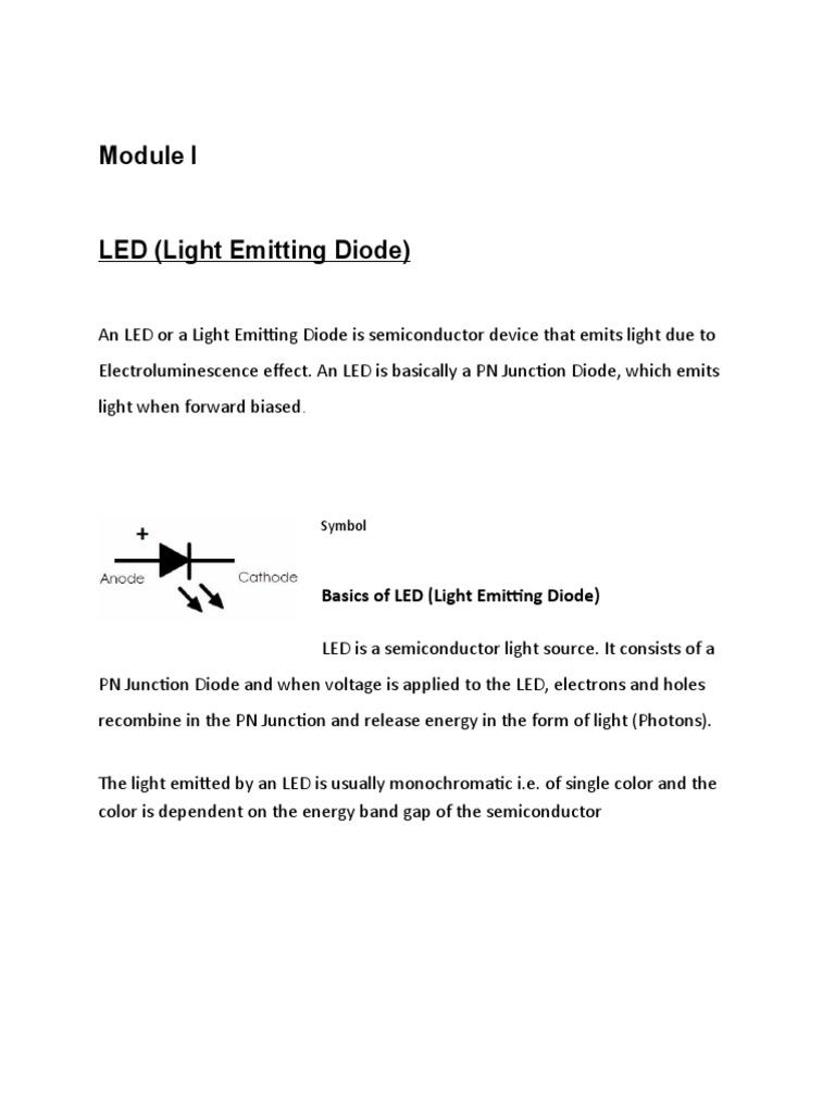 Basics of LED (Light Emitting Diode) : Symbol | Download Free PDF | P–N ...