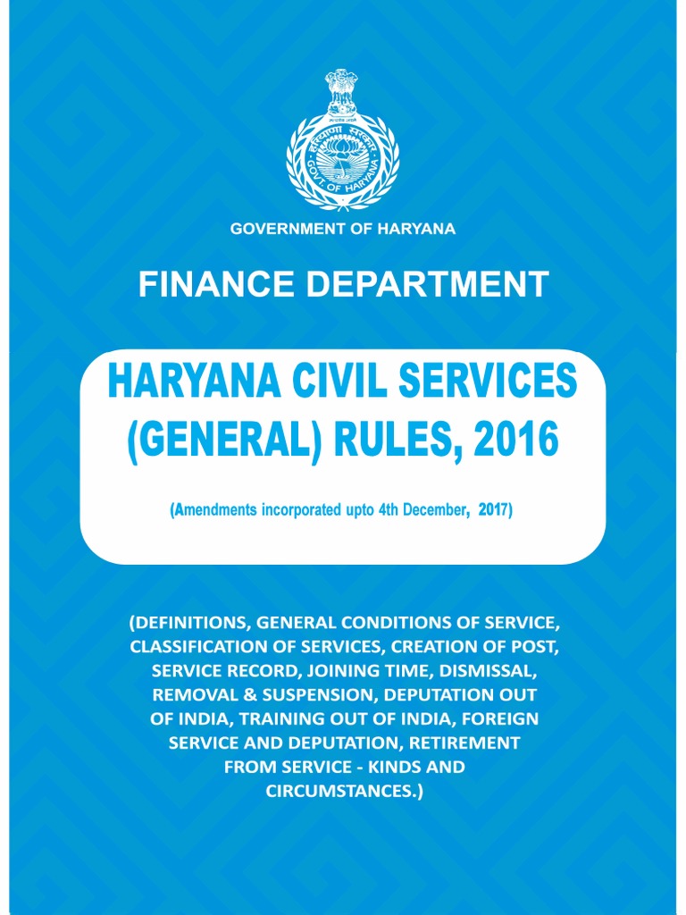 Haryana Civil Services Rules Overview PDF Wife Civil Service