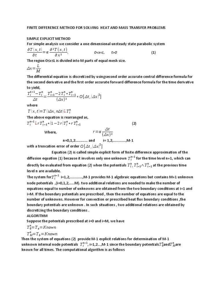 Finite Difference Methods for Heat Transfer | PDF | Finite Difference ...