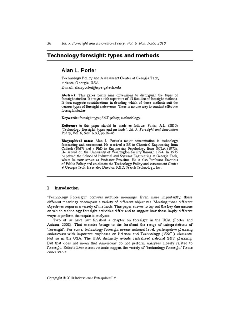 Technology Foresight - Types and Methods PDF | PDF | Analysis | Statistics
