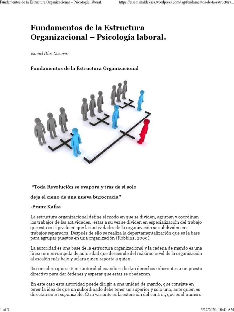 Fundamentos de La Estructura Organizacional - Psicología Laboral | PDF ...