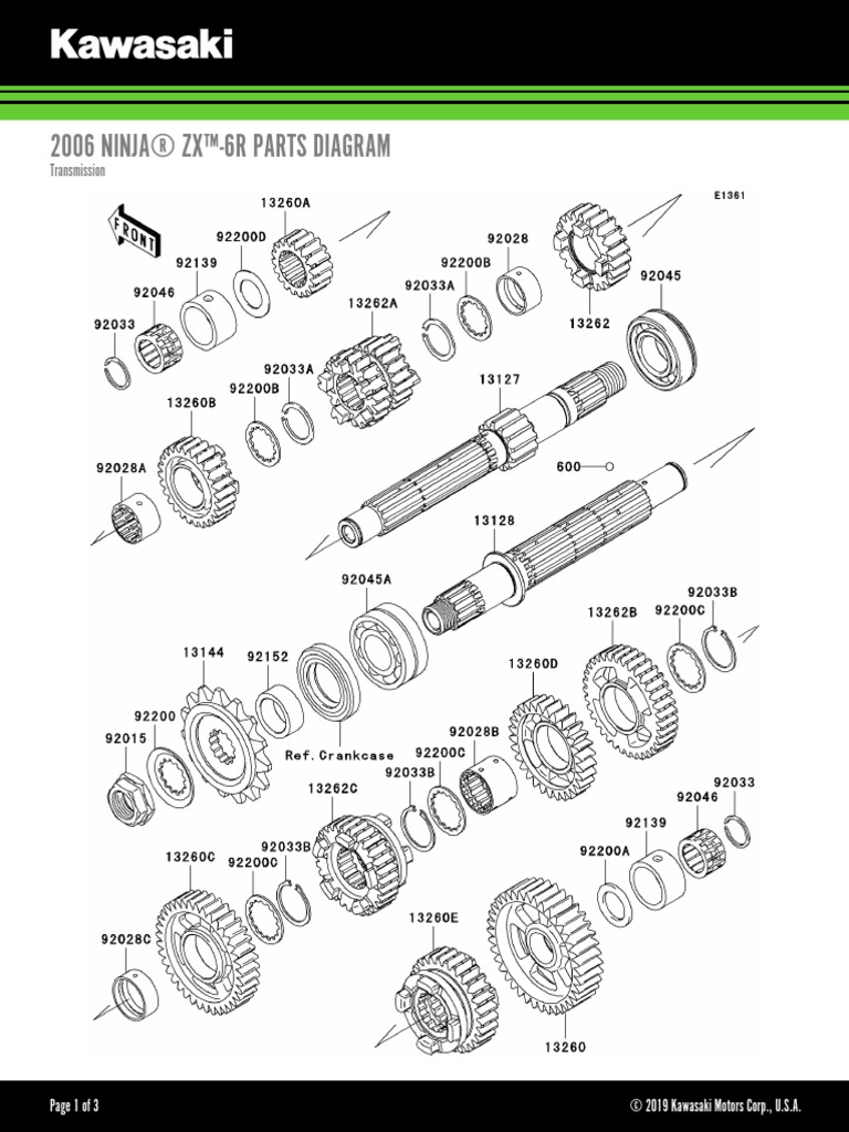 2006 ZX-6R Transmission Parts List | PDF | Machines | Automotive