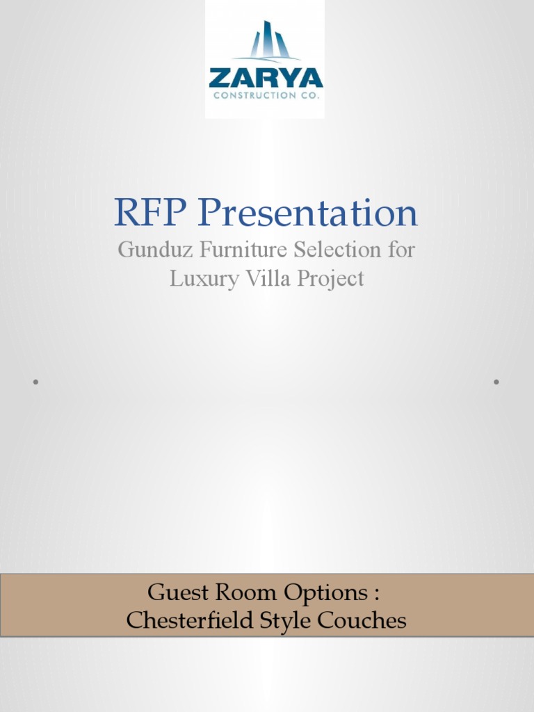 RFP Presentation: Gunduz Furniture Selection For Luxury Villa Project | PDF