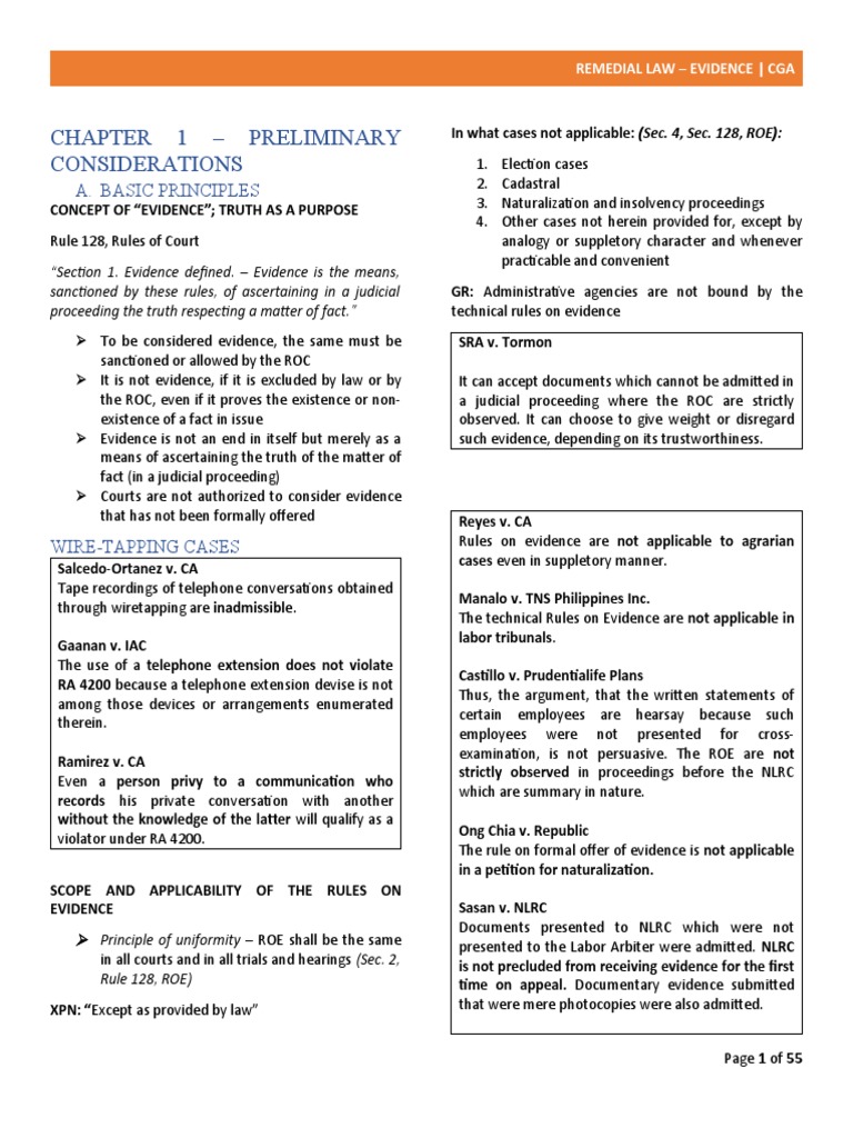 Evidence - Cga | PDF | Evidence (Law) | Burden Of Proof (Law)