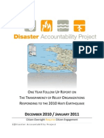 OneYear Followup Report-Transparency of Relief Organizations Responding To 2010 Haiti Earthquake