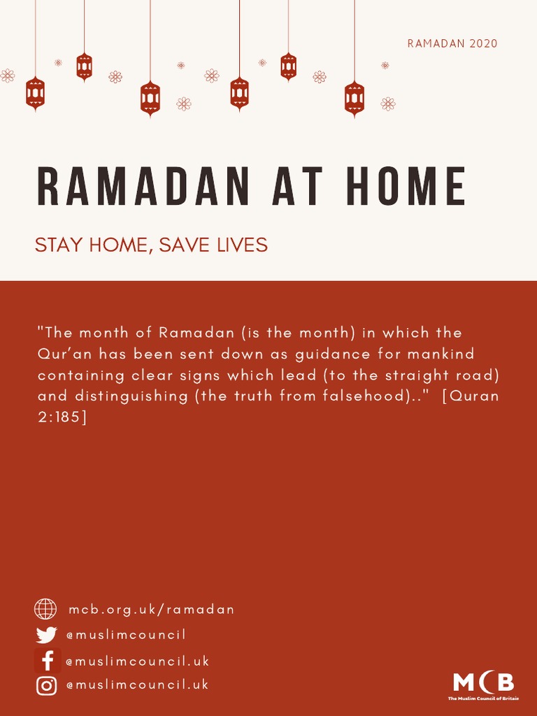 Ramadan at Home Stay Home, Save Lives PDF Ramadan Fasting