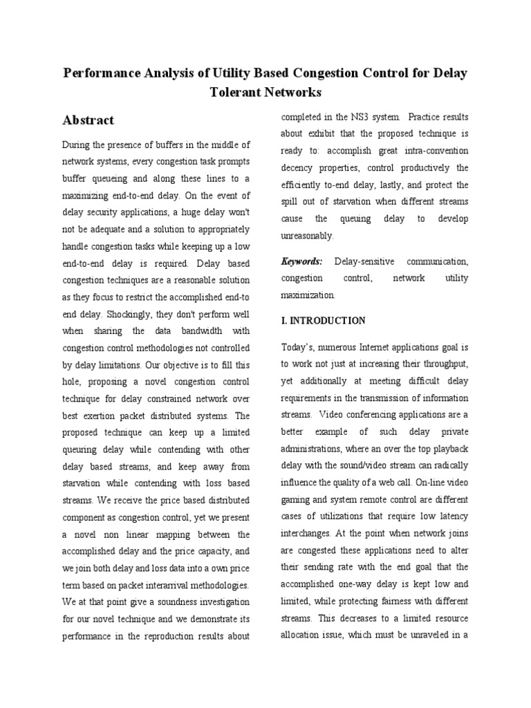Improved utility based congestion control for pdf network
