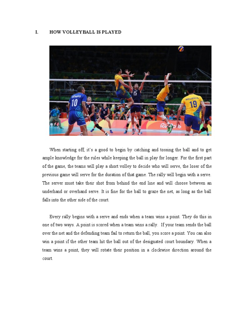 I. How Volleyball Is Played PDF Volleyball Sport Variants