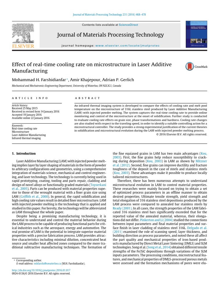 Journal of Materials Processing Technology Mohammad H. Farshidianfar