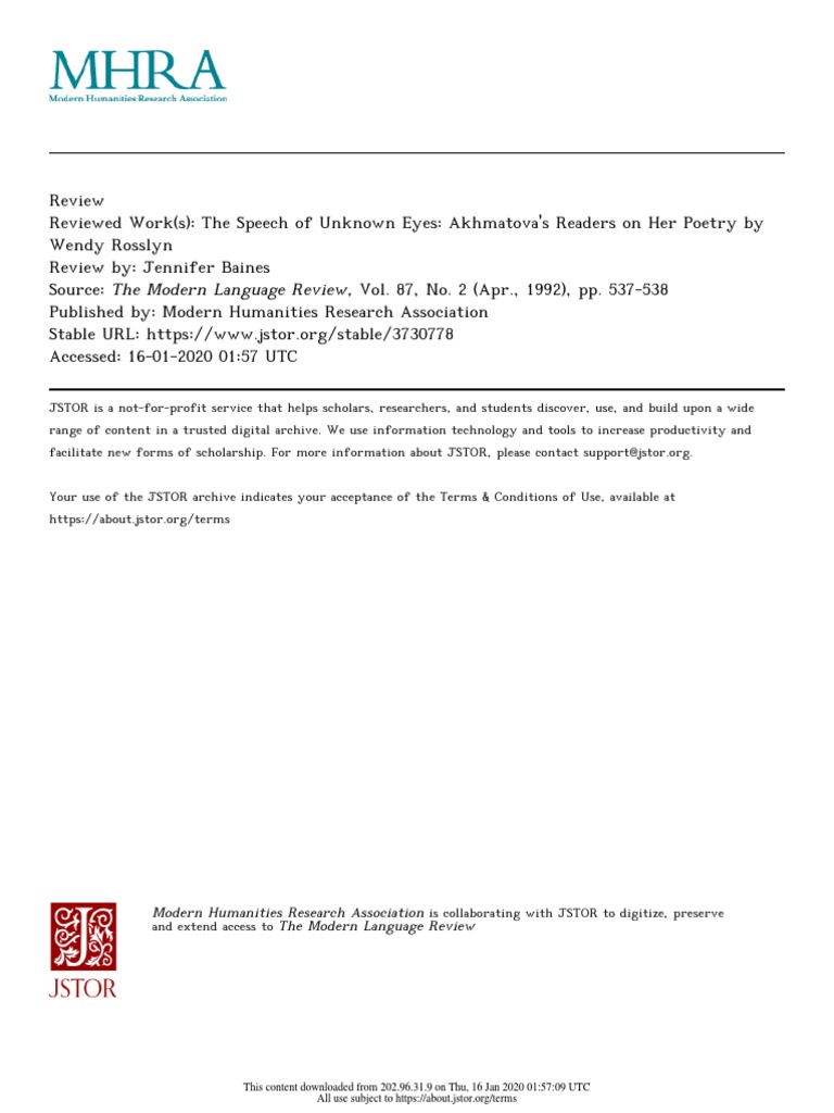 Modern Humanities Research Association The Modern Language Review PDF