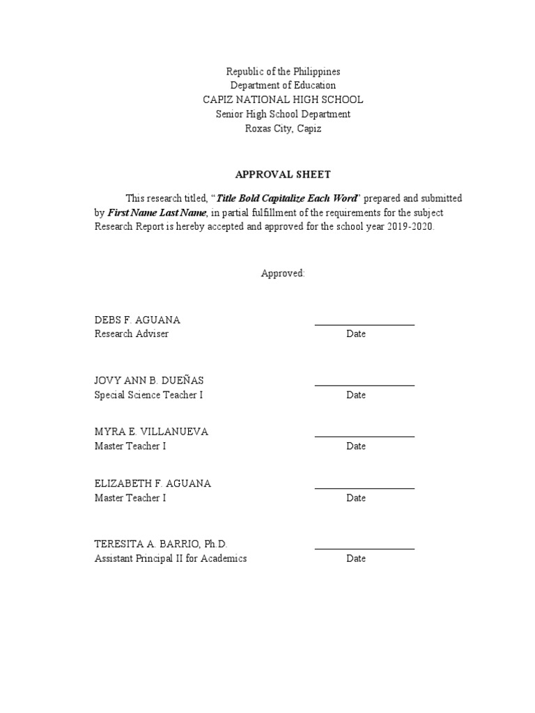 Approval Sheet | PDF | Wellness
