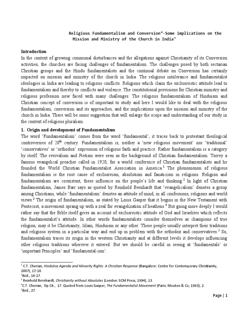 Religious Fundamentalism And Conversion PDF Fundamentalism