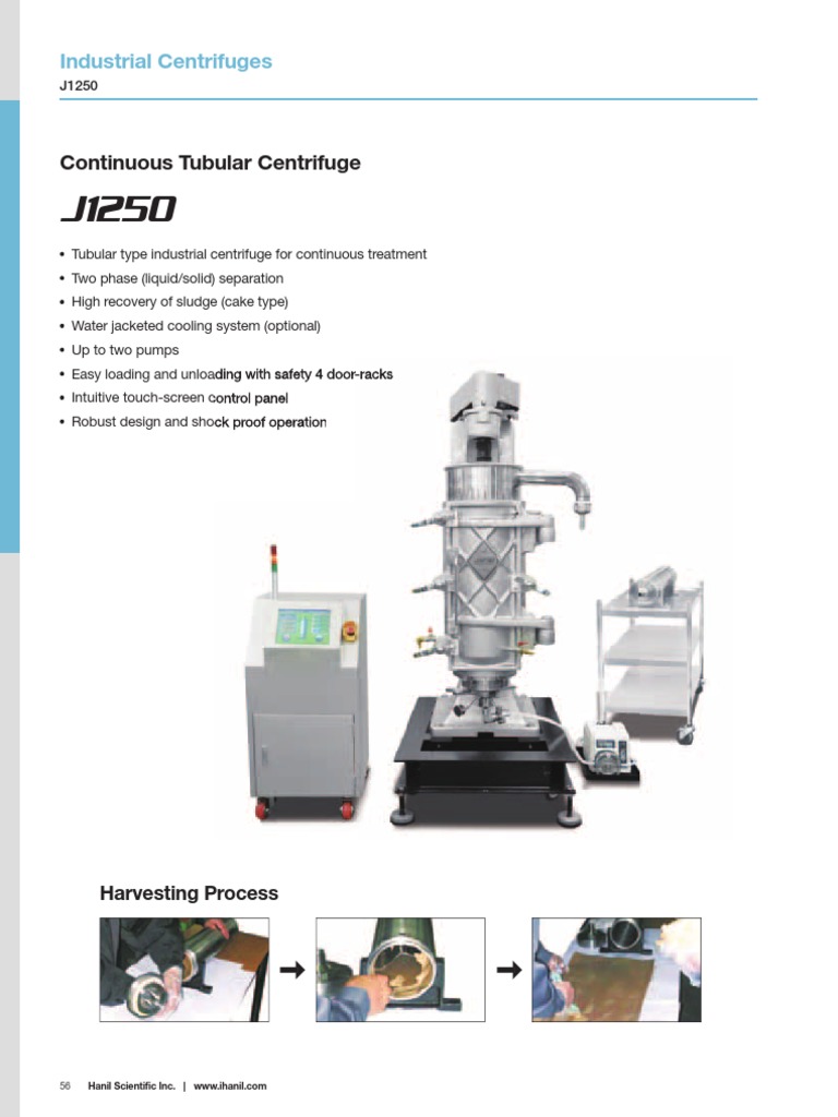 Continuous Tubular Centrifuge Industrial Centrifuges PDF Centrifuge Pump