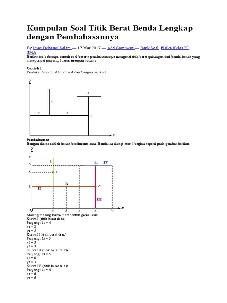 Kumpulan Soal Titik Berat Benda Lengkap Dengan Pembahasannya