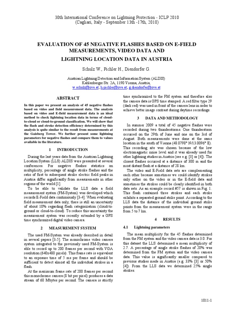 Evaluation of 45 Negative Flashes Based On E-Field Measurements, Video ...