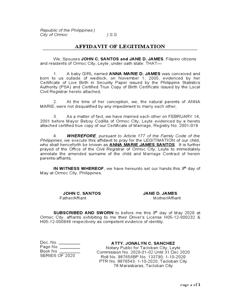 Legitimation Sanchez PDF