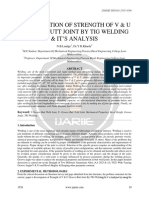 Investigation of Strength of V U Groove Butt Joint by Tig Welding