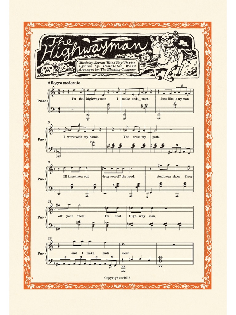 Over The Garden Walls Piano Sheets The Highwayman PDF