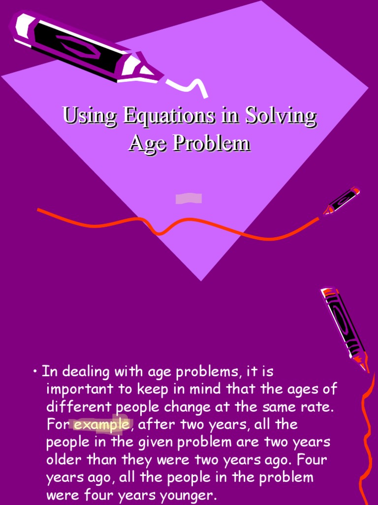 Age problems pdf equations mathematical objects