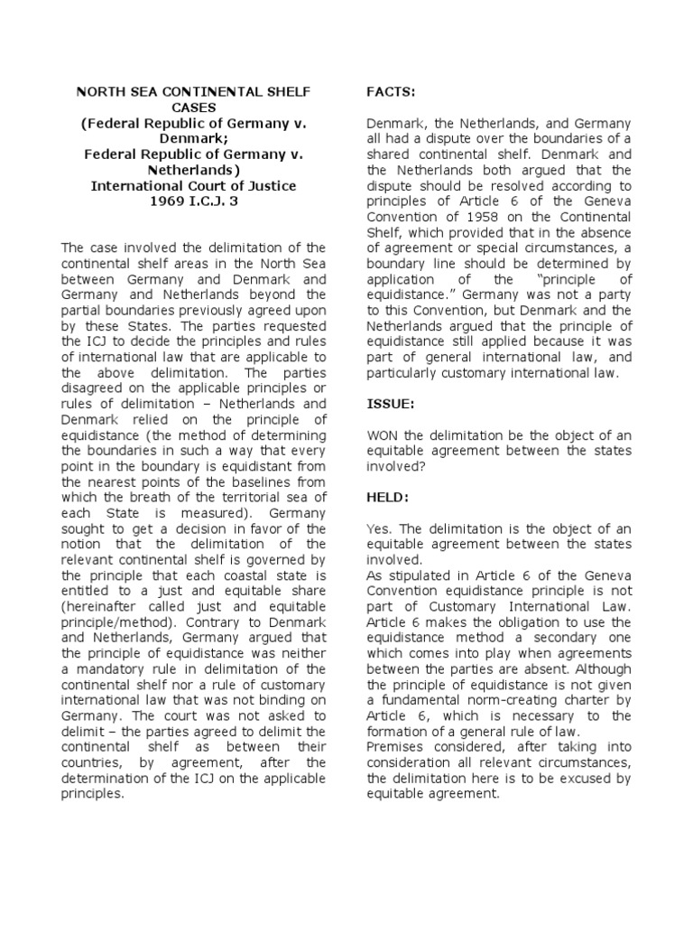 North Sea Continental Shelf Cases PDF Virtue Government