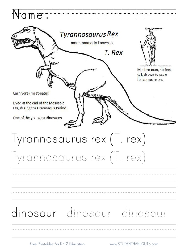 T. rex Dinosaur Printables K-12 | PDF | Social Science | Foreign ...