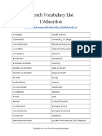 French Vocabulary List Education