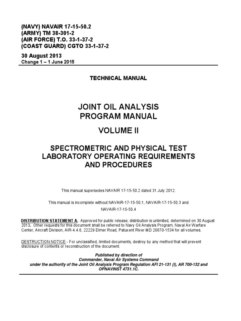 Military Joint Oil Analysis Manual Vol II | PDF | Lubricant | Personal