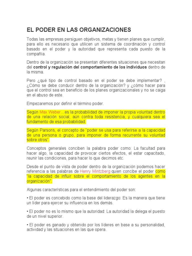 El análisis del poder en las organizaciones: sus bases, tipos y modelos ...