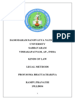 Damodaram Sanjivayya National Law University Sabbavaram Vishakapatnam, Ap., India Kinds of Law Legal Methods Prof - Soma Bhattacharjya