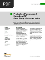 Production Planning and Execution (PP) Case Study - Lecturer Notes