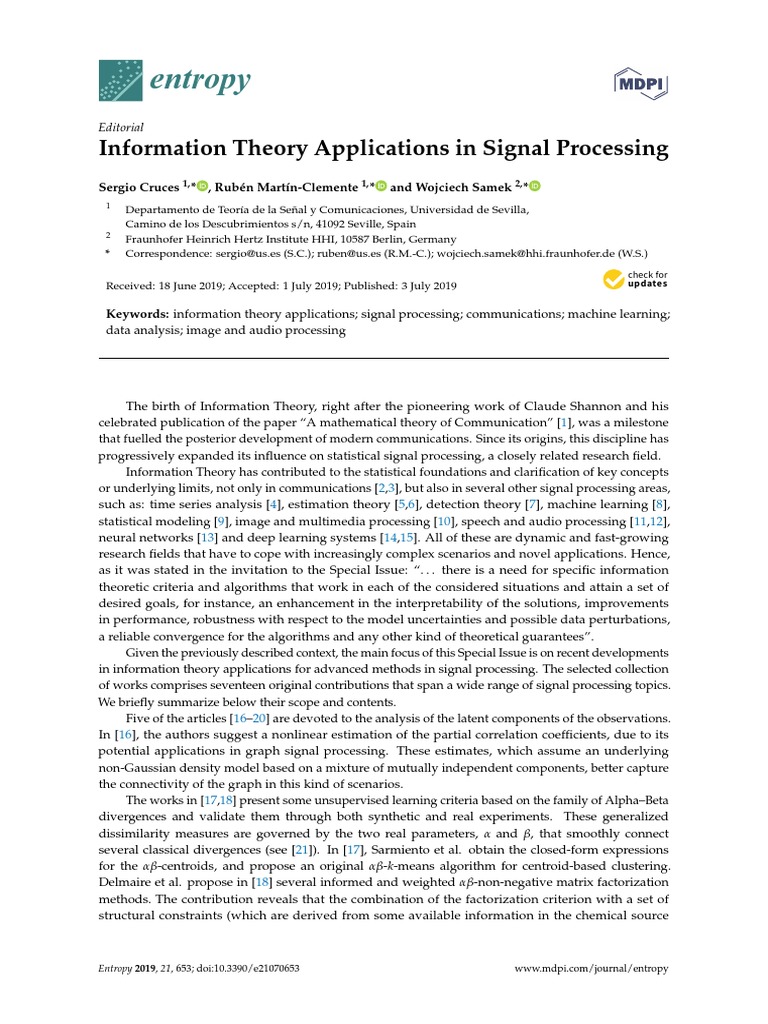 Info Theory in Signal Processing | PDF | Machine Learning | Creative ...