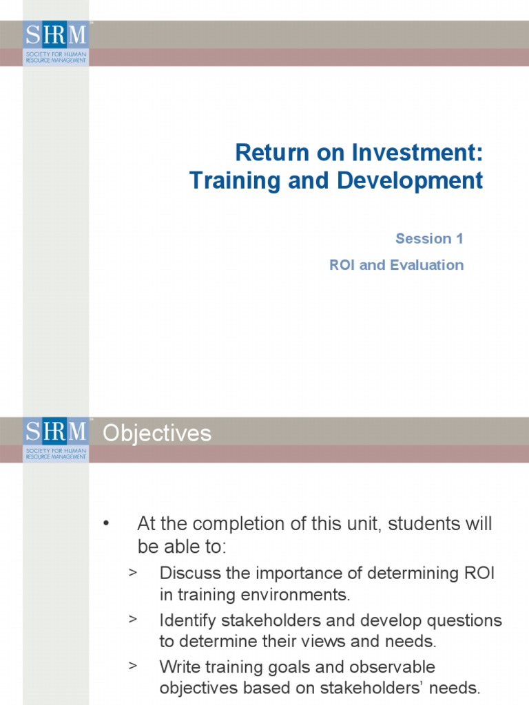 ROI in Training and Development Guide | PDF | Return On Investment ...