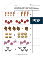 Set 1 Preschool and Kindergarten Addition Activity Sheet 