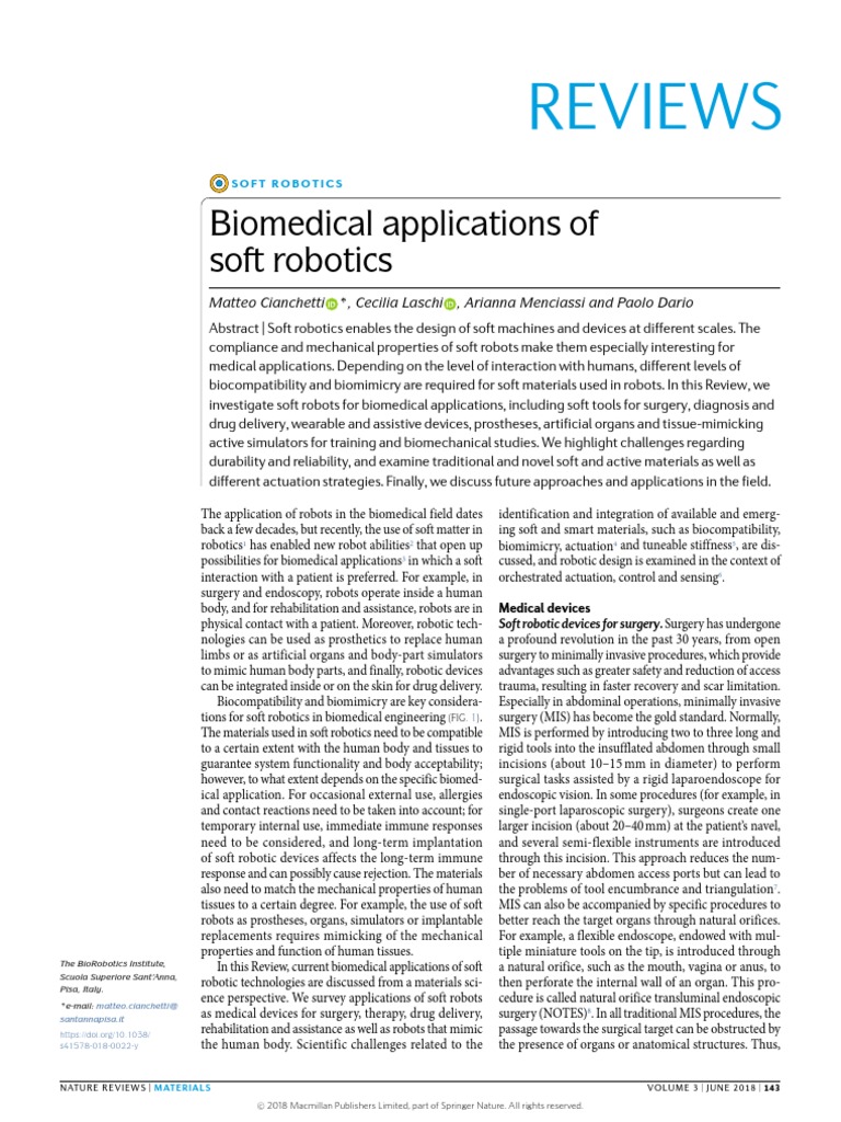 Biomedical Applications of Soft Robotics | PDF | Actuator | Shape ...