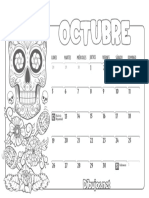 Calendario Infantil 2020 Colorear Octubre PDF