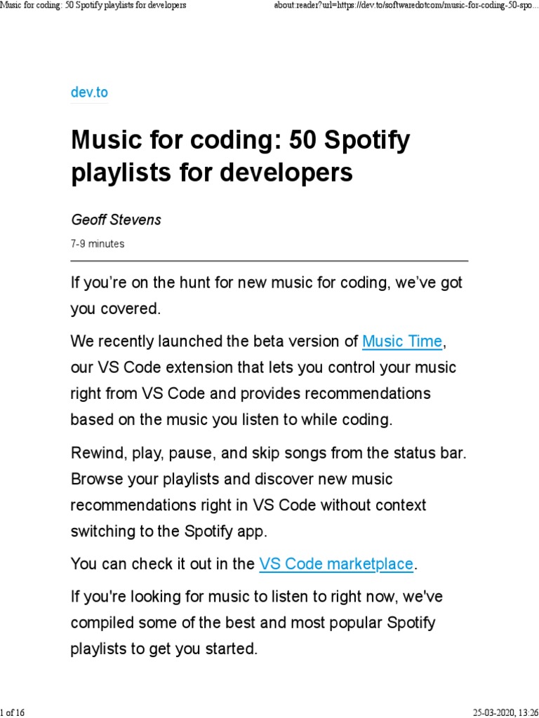 Developers Playlist in Spotify | PDF | Spotify | Songs