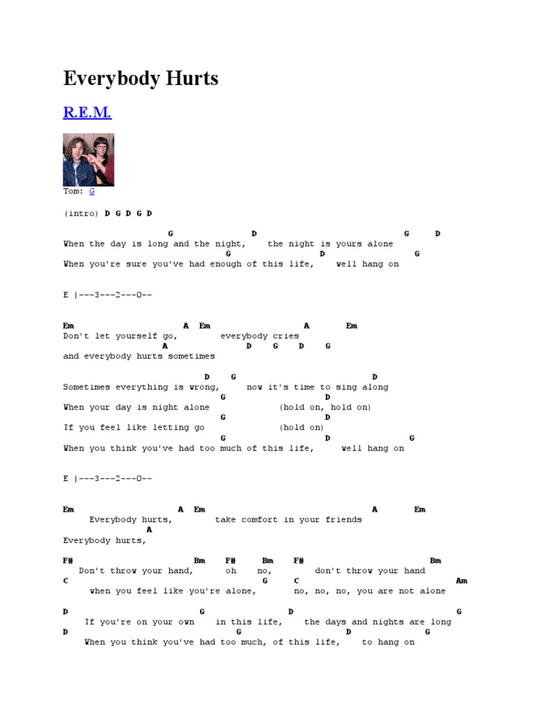 Cifra de Everybody Hurts