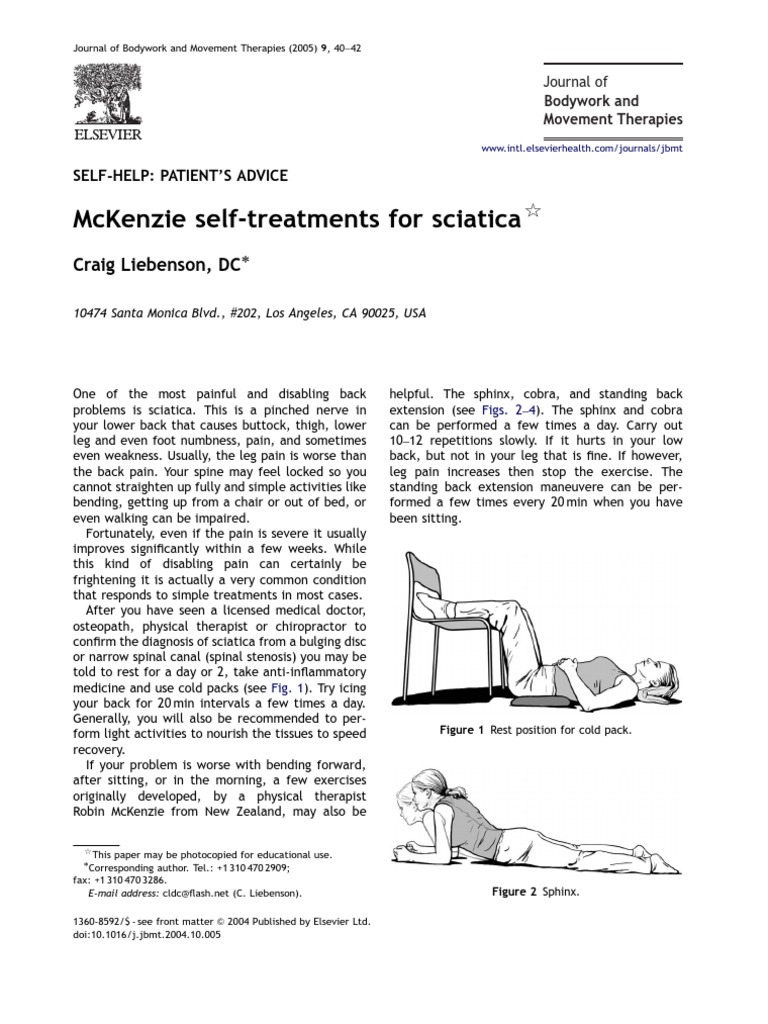 McKenzie SelfTreatments For Sciatica PDF Medical Specialties