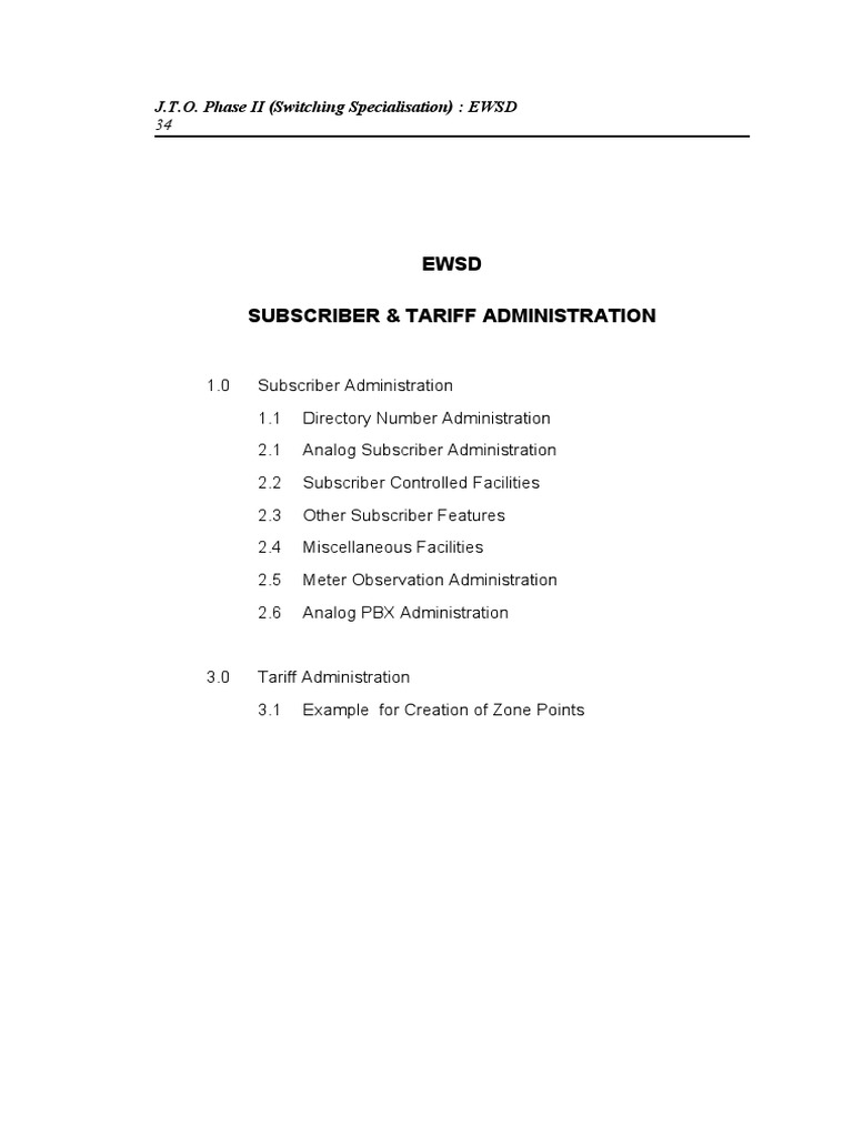 Subscriber and Tariff Administration Functions in a Telephone Exchange