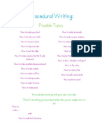 Procedural Writing Topics