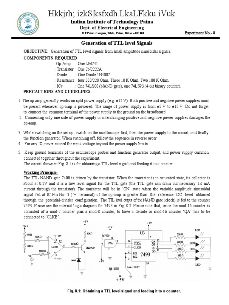 Generating TTL Level Signals Experiment | PDF | Operational Amplifier ...