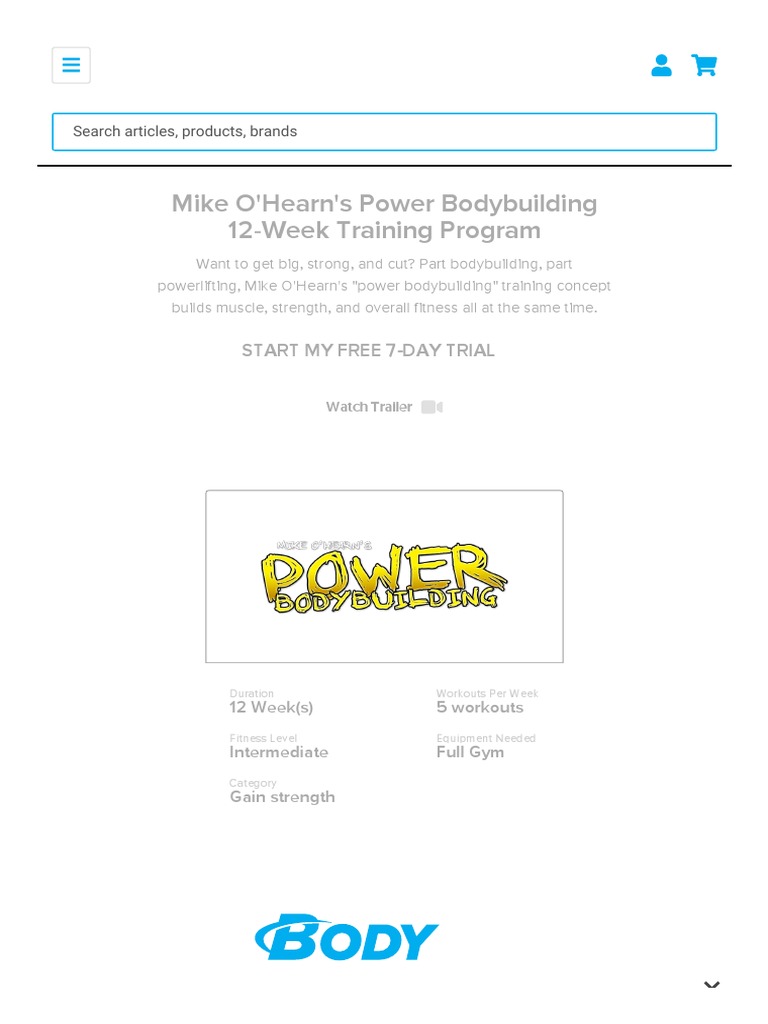 Mike O Hearn S Power Bodybuilding 12 Week Training Program Physical Exercise Recreation