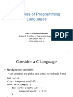 UNIT I - Preliminary Concepts Lecture 2 - Evolution of Programming Languages