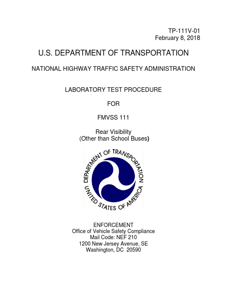 FMVSS 111 Rear Visibility Test Procedure | PDF | Calibration | Mirror